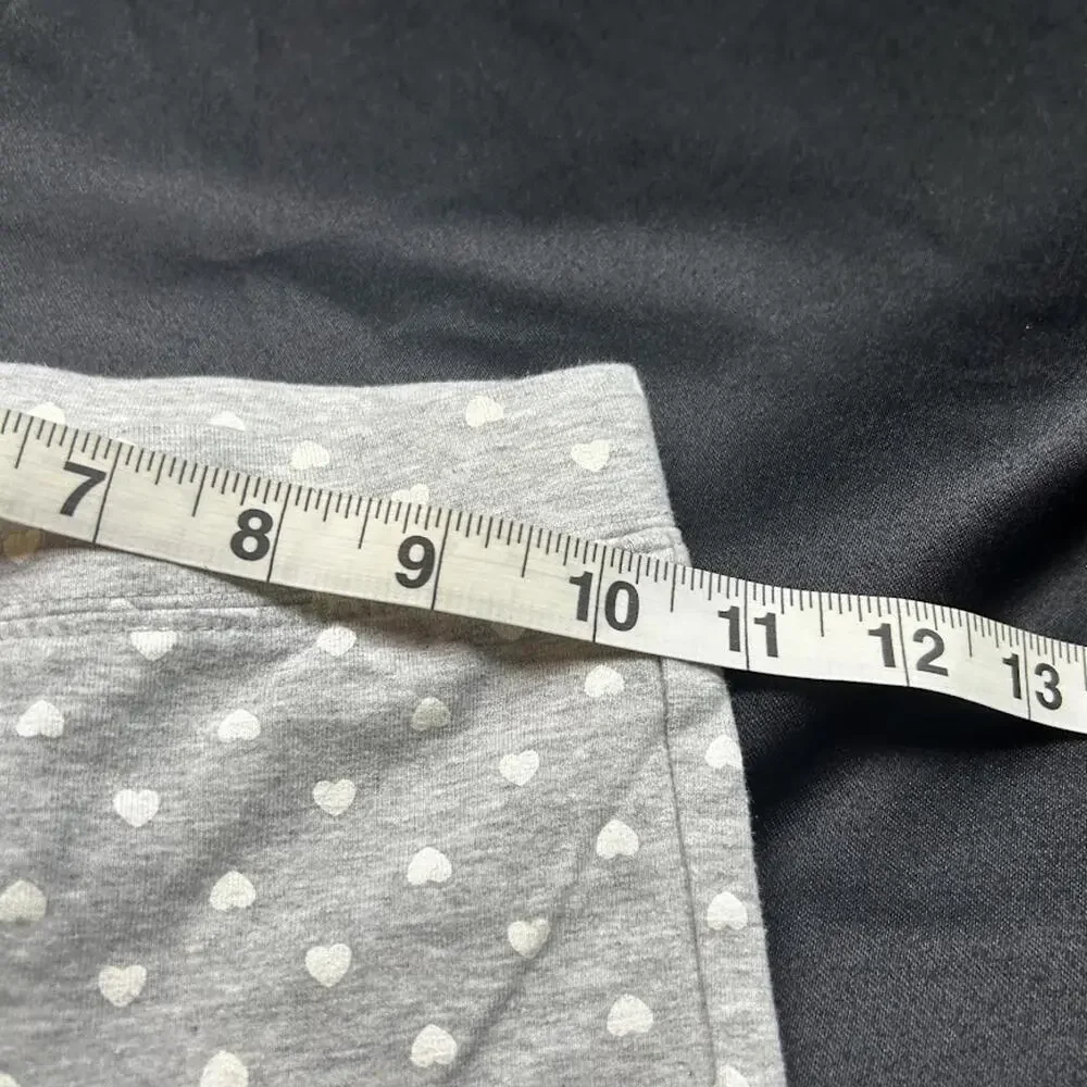Gymboree Girls Grey Yoga Pants Size 5Y White Hearts Stretch Leggings‎